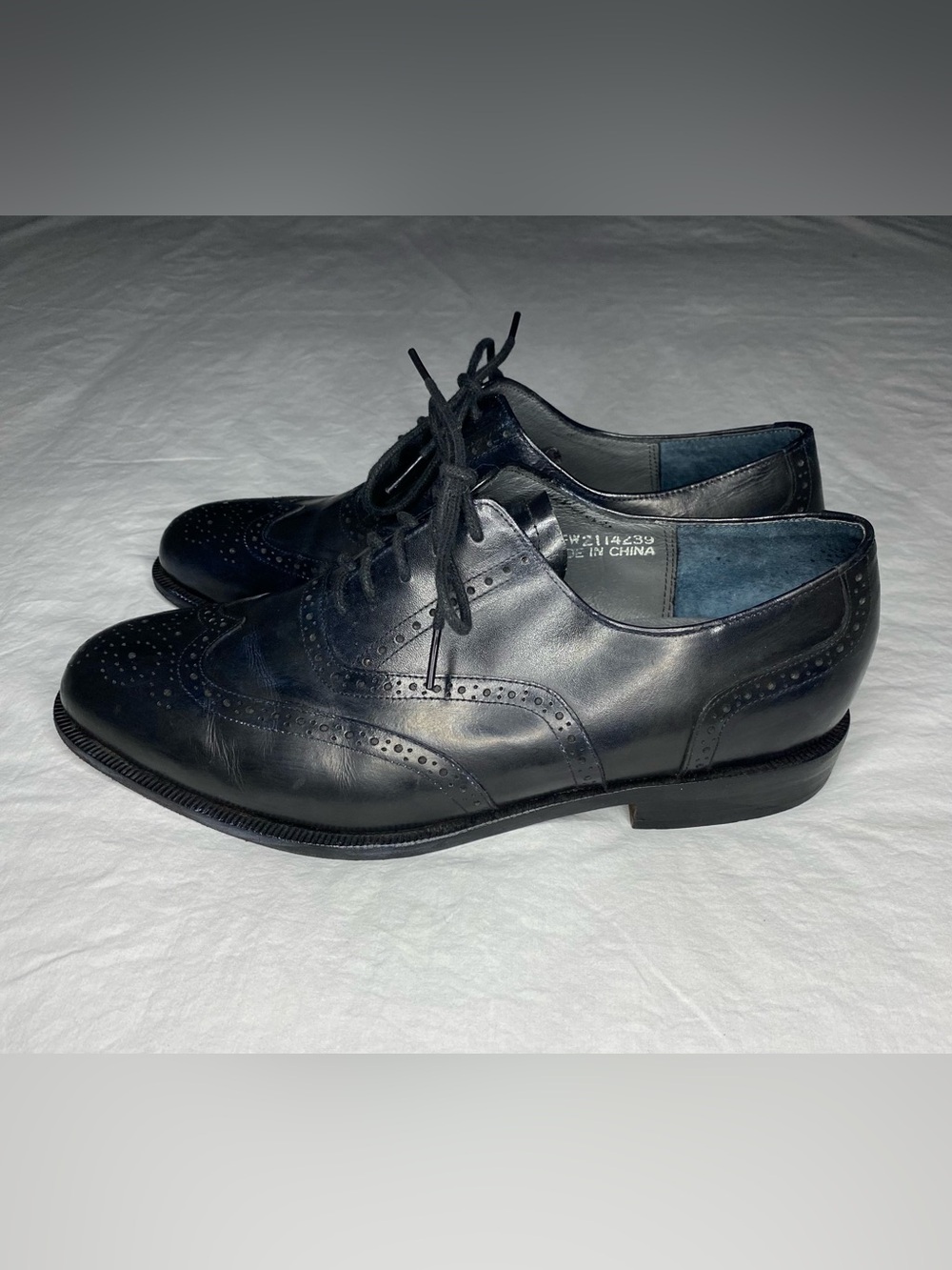 Executive Level Oxford Dress Shoes Size 10 EW Black Leather Wingtip Formal
